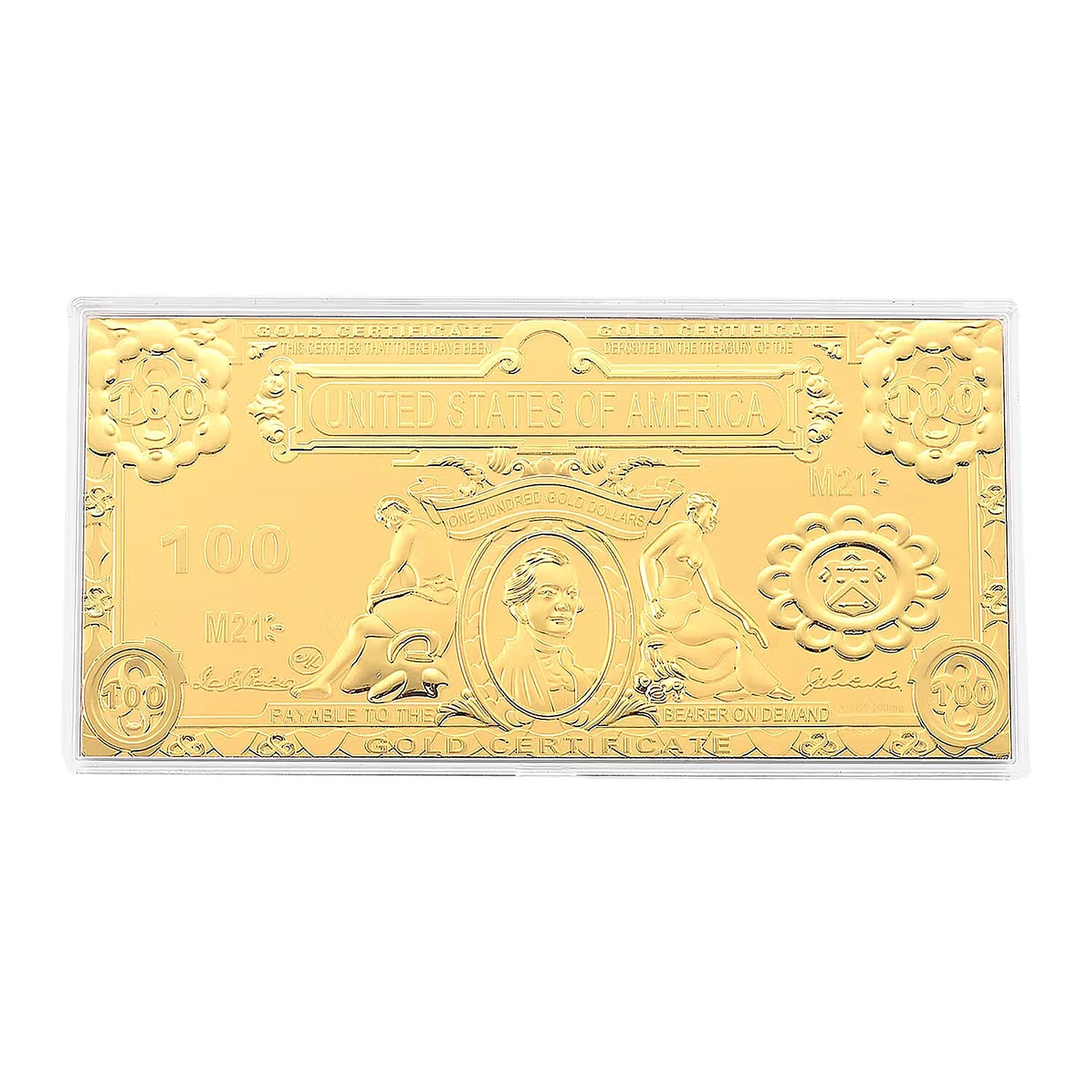 24K Golden American Legacy 100 - Dollar Bill Embossed Sheet (15.5x7.5cm) 100mg