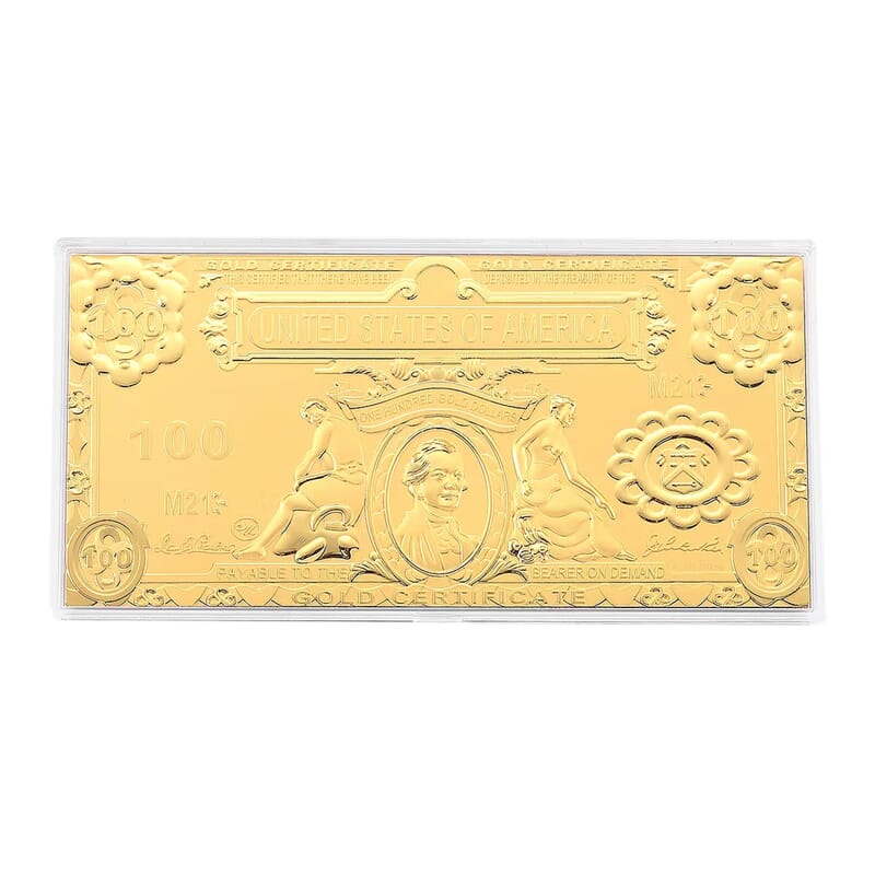 24K Golden American Legacy 100 - Dollar Bill Embossed Sheet (15.5x7.5cm) 100mg