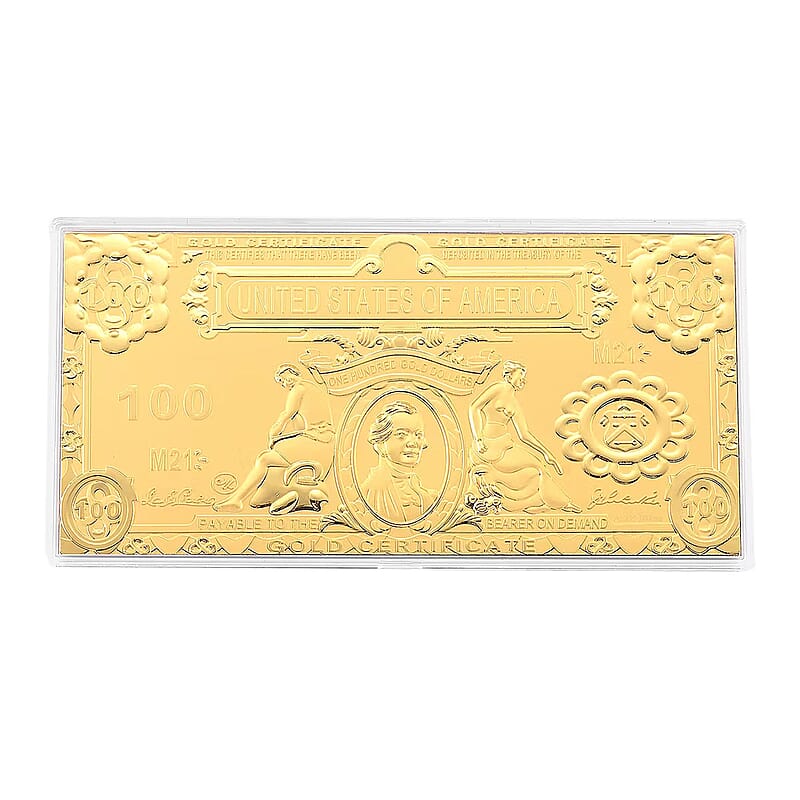 24K Golden American Legacy 100 - Dollar Bill Embossed Sheet (15.5x7.5cm) 100mg