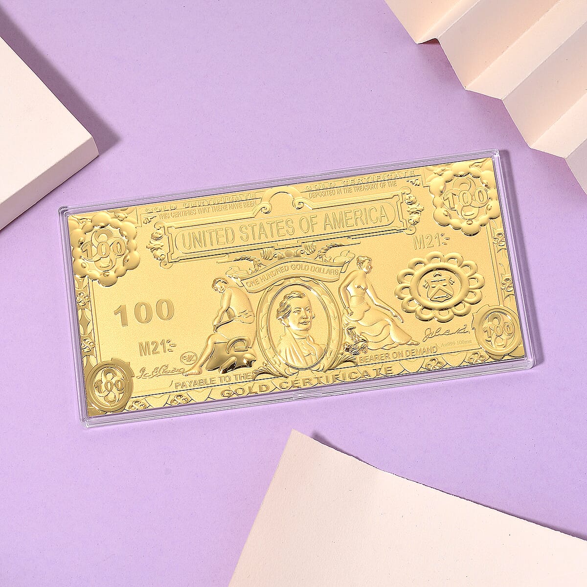 24K Golden American Legacy Two-Dollar Bill Embossed Sheet (15.5x7.5cm) 100mg image number 1