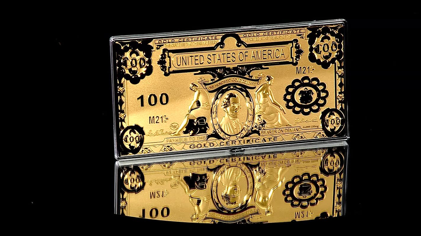24K Golden American Legacy 100 - Dollar Bill Embossed Sheet (15.5x7.5cm) 100mg