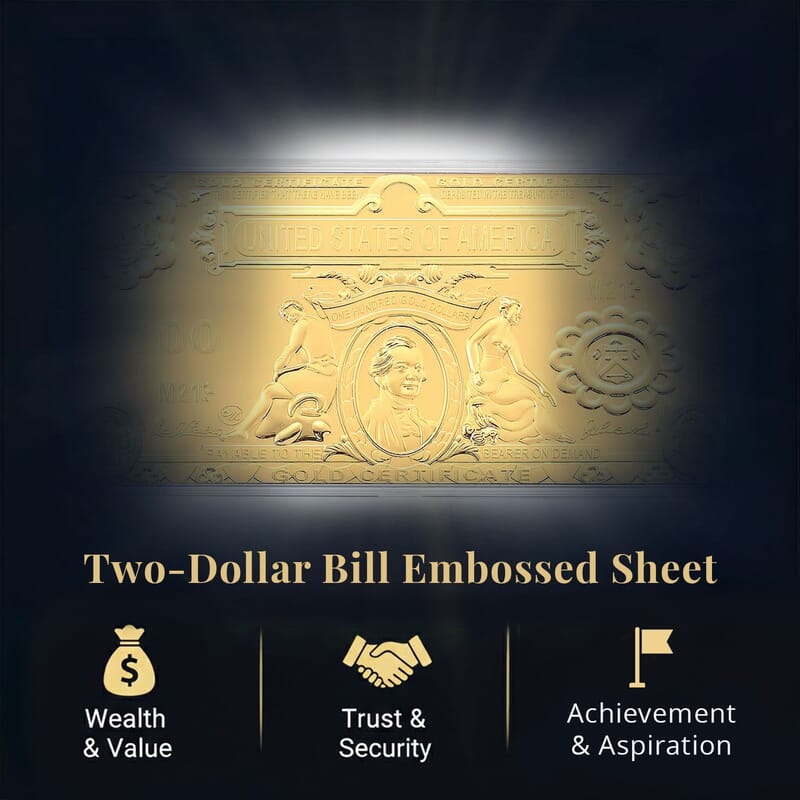 24K Golden American Legacy 100 - Dollar Bill Embossed Sheet (15.5x7.5cm) 100mg