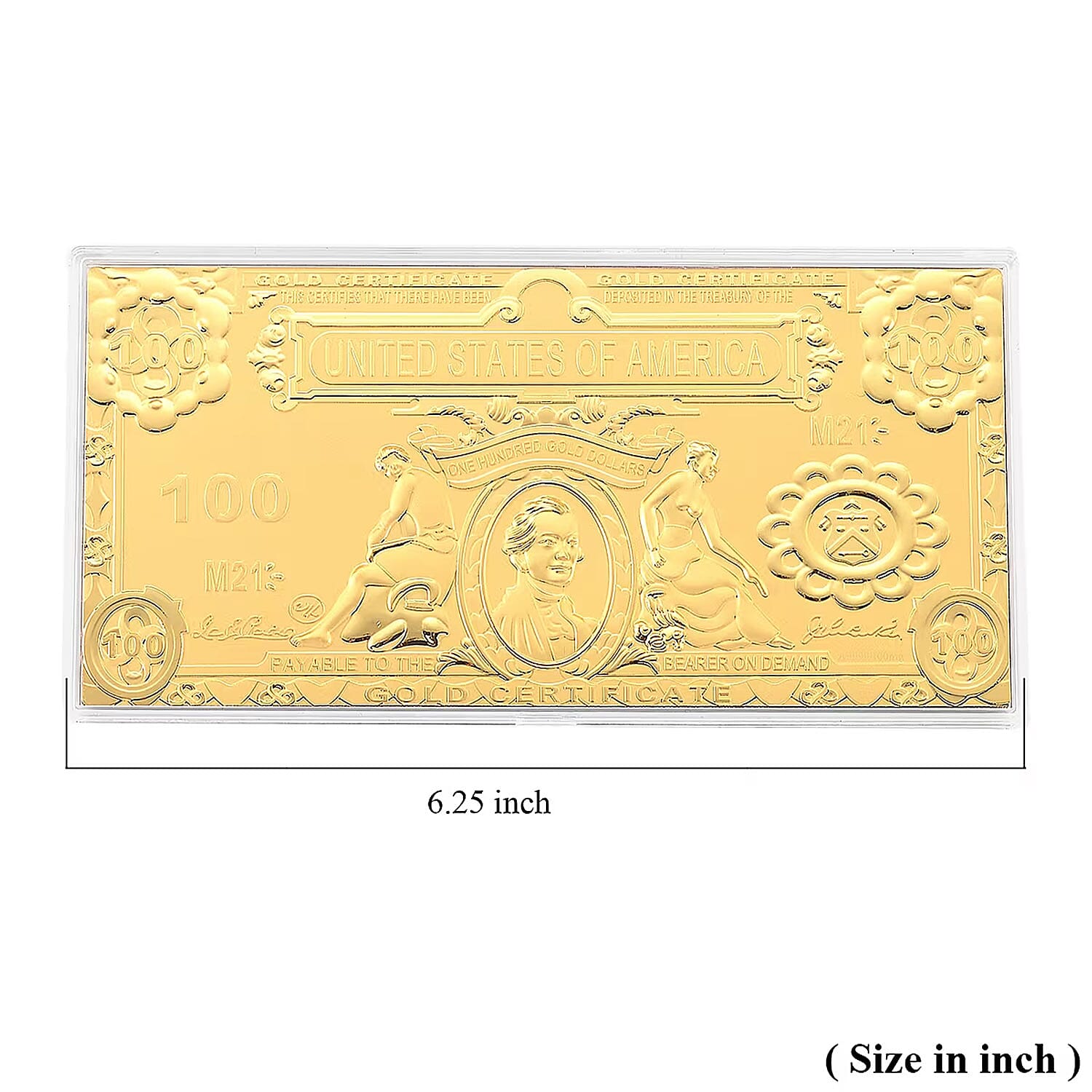 24K Golden American Legacy 100 - Dollar Bill Embossed Sheet (15.5x7.5cm) 100mg