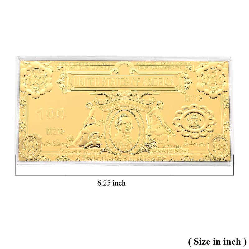 24K Golden American Legacy 100 - Dollar Bill Embossed Sheet (15.5x7.5cm) 100mg