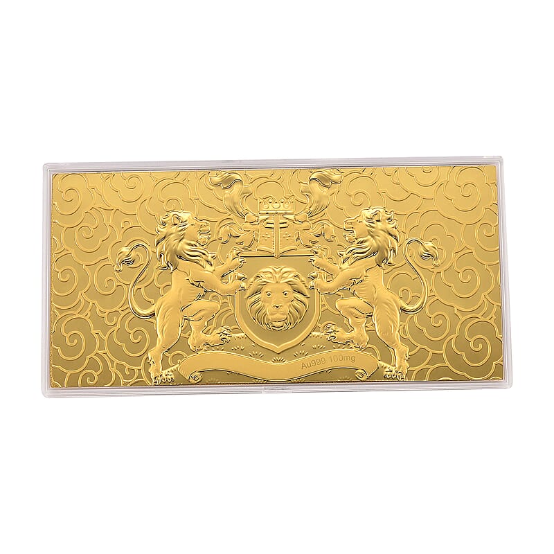 24K Golden Guardian Lion Crest Emboss Sheet (15.5x7.5cm) 100mg