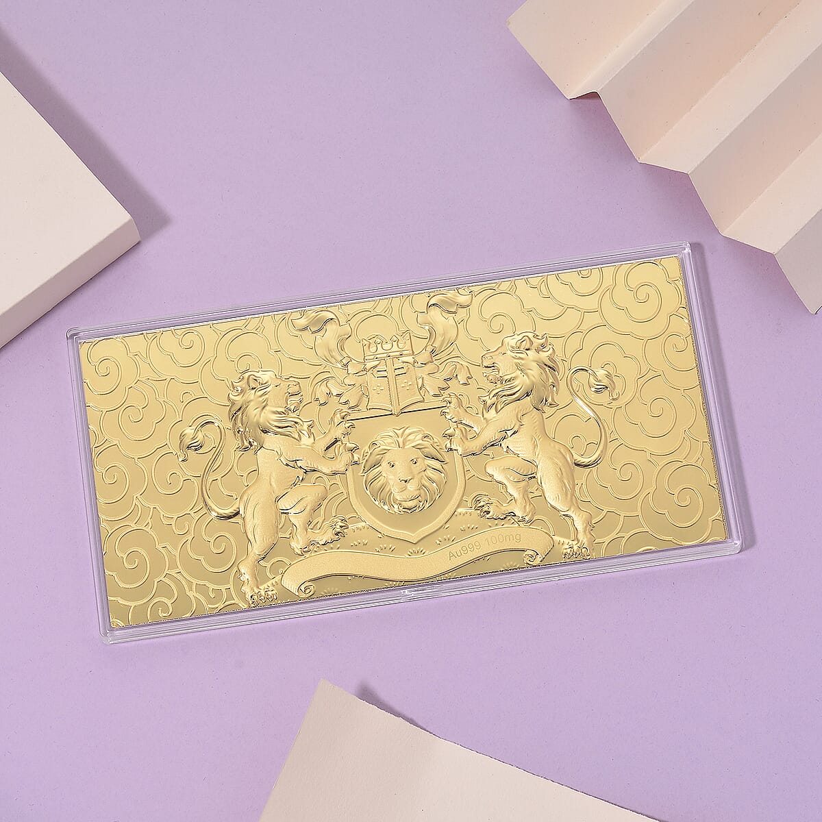 24K Golden Guardian Lion Crest Emboss Sheet (15.5x7.5cm) 100mg (Del. in 8-10 Days) image number 1