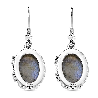 EverTrue Malagasy Labradorite and Multi-Tourmaline 14.60 ctw Earrings in Platinum Bond