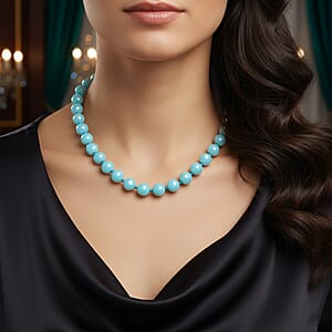 Doorbuster Faceted Sleeping Beauty Color Shell Pearl Necklace 18-20 Inches in Stainless Steel