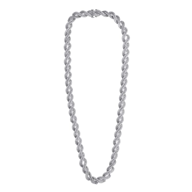 Lab Grown Diamond 12.20 ctw Intertwined Destiny Necklace in Rhodium Over Sterling Silver 20 Inches