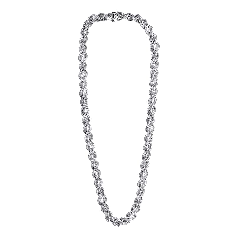 Lab Grown Diamond 12.20 ctw Intertwined Destiny Necklace in Rhodium Over Sterling Silver 20 Inches