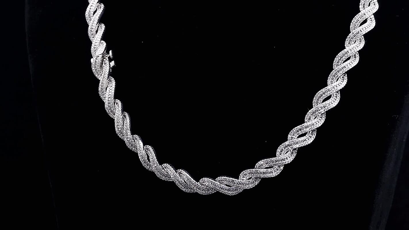 Lab Grown Diamond 12.20 ctw Intertwined Destiny Necklace in Rhodium Over Sterling Silver 20 Inches