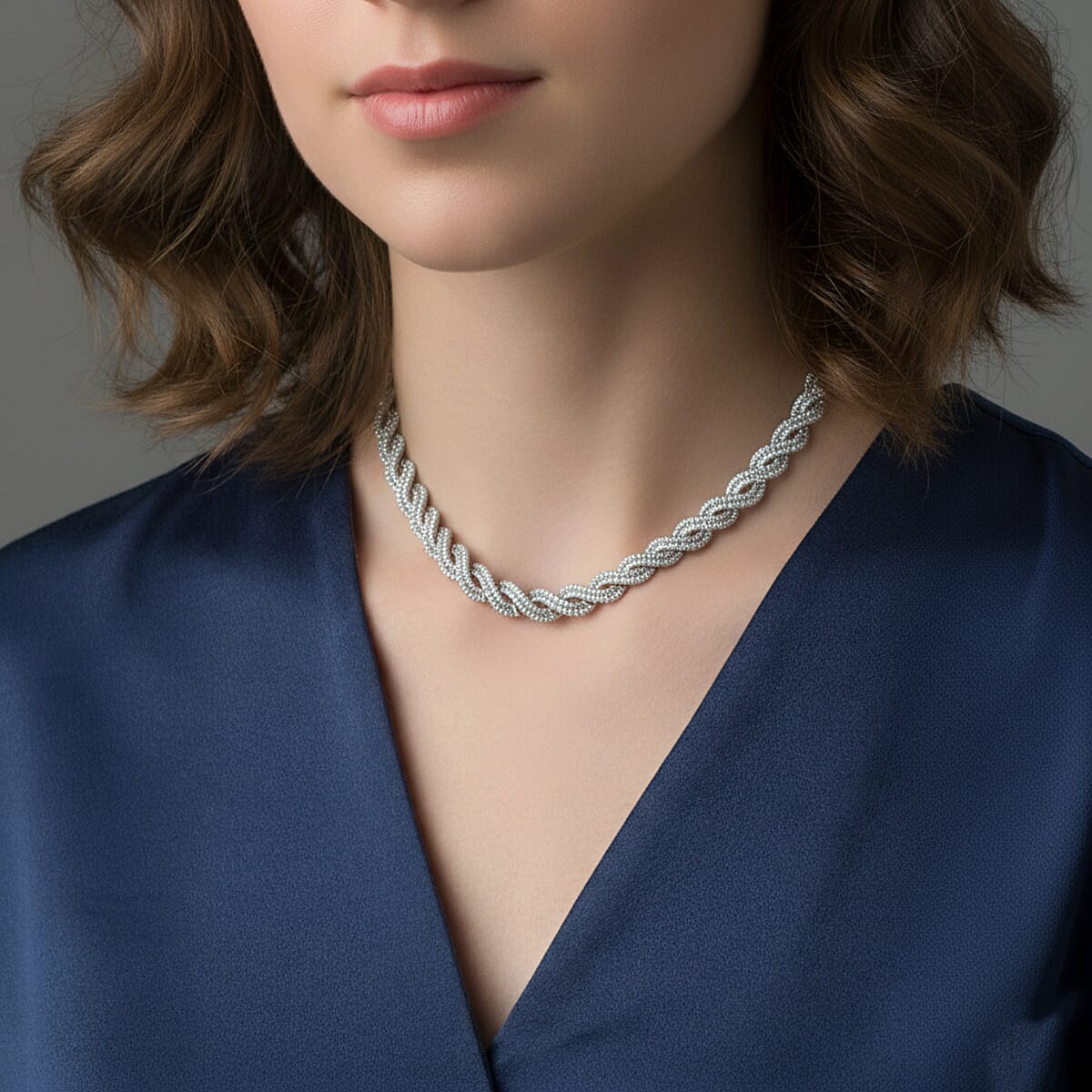 Doorbuster Lab Grown Diamond 12.20 ctw Intertwined Destiny Necklace in Rhodium Over Sterling Silver 20 Inches image number 1