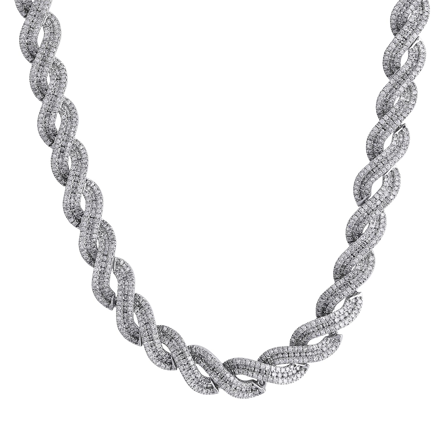 Lab Grown Diamond 12.20 ctw Intertwined Destiny Necklace in Rhodium Over Sterling Silver 20 Inches