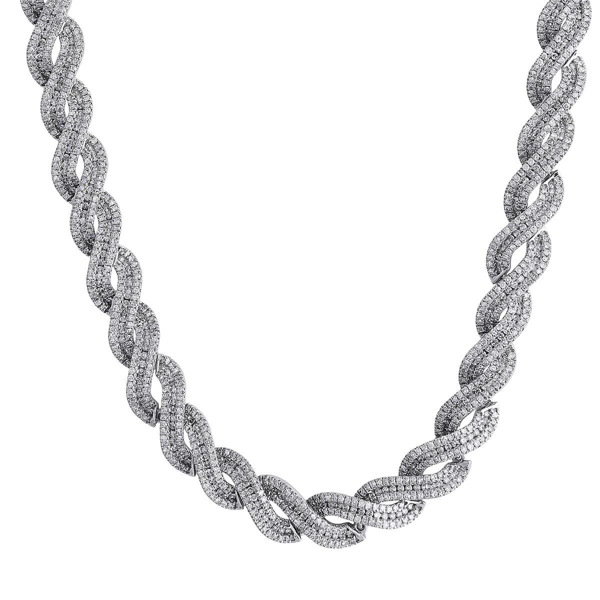 Doorbuster Lab Grown Diamond 12.20 ctw Intertwined Destiny Necklace in Rhodium Over Sterling Silver 20 Inches image number 2