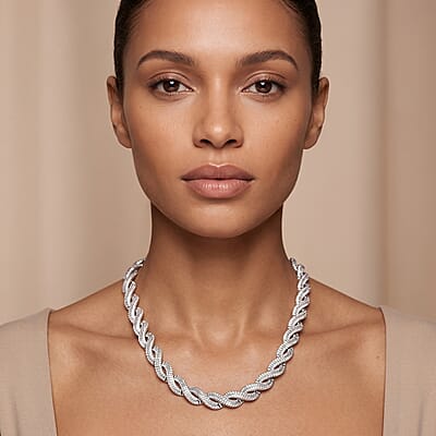 Lab Grown Diamond 12.20 ctw Intertwined Destiny Necklace in Rhodium Over Sterling Silver 20 Inches