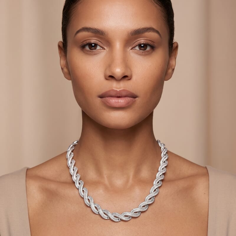 Lab Grown Diamond 12.20 ctw Intertwined Destiny Necklace in Rhodium Over Sterling Silver 20 Inches