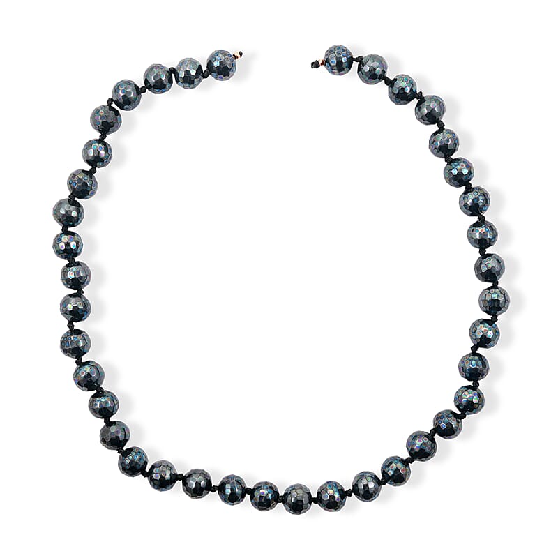 GCS Faceted Peacock Lustre Shell Pearl Necklace 18-20 Inches in Stainless Steel