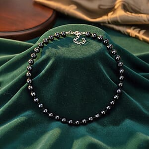 Faceted  Peacock Lustre Shell Pearl Necklace 18-20 Inches in Stainless Steel