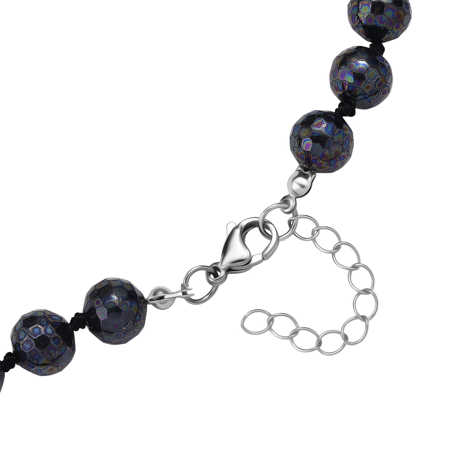 Faceted  Peacock Lustre Shell Pearl Necklace 18-20 Inches in Stainless Steel