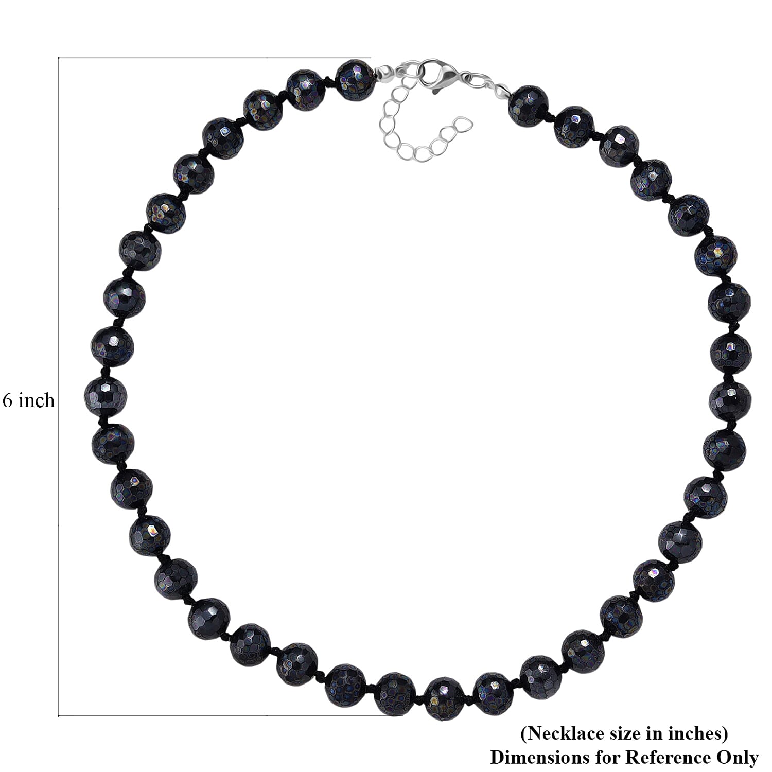 Faceted  Peacock Lustre Shell Pearl Necklace 18-20 Inches in Stainless Steel