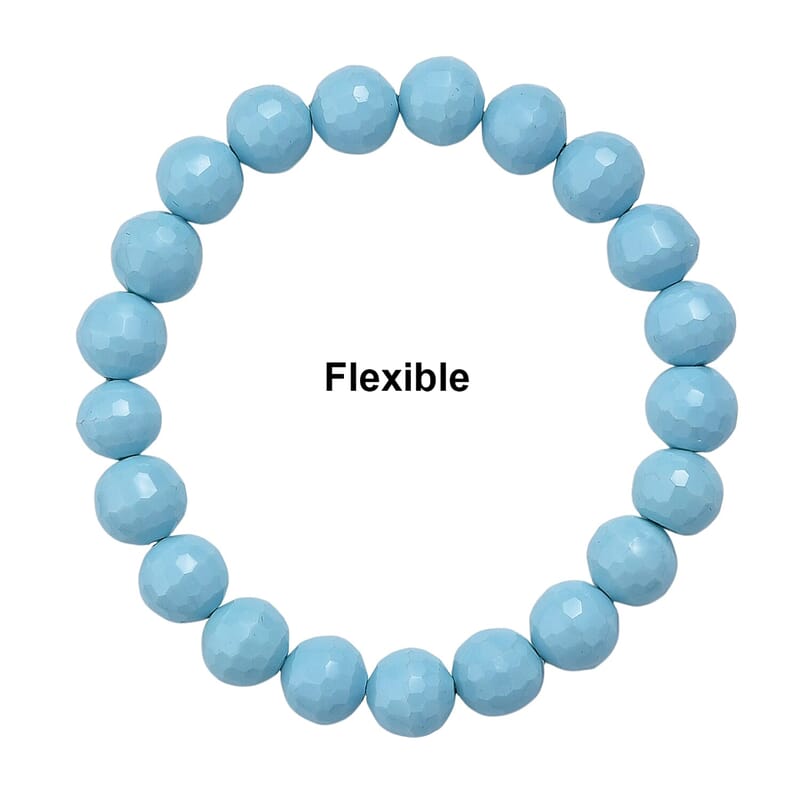 Faceted Sleeping Beauty Color Shell Pearl Stretch Bracelet