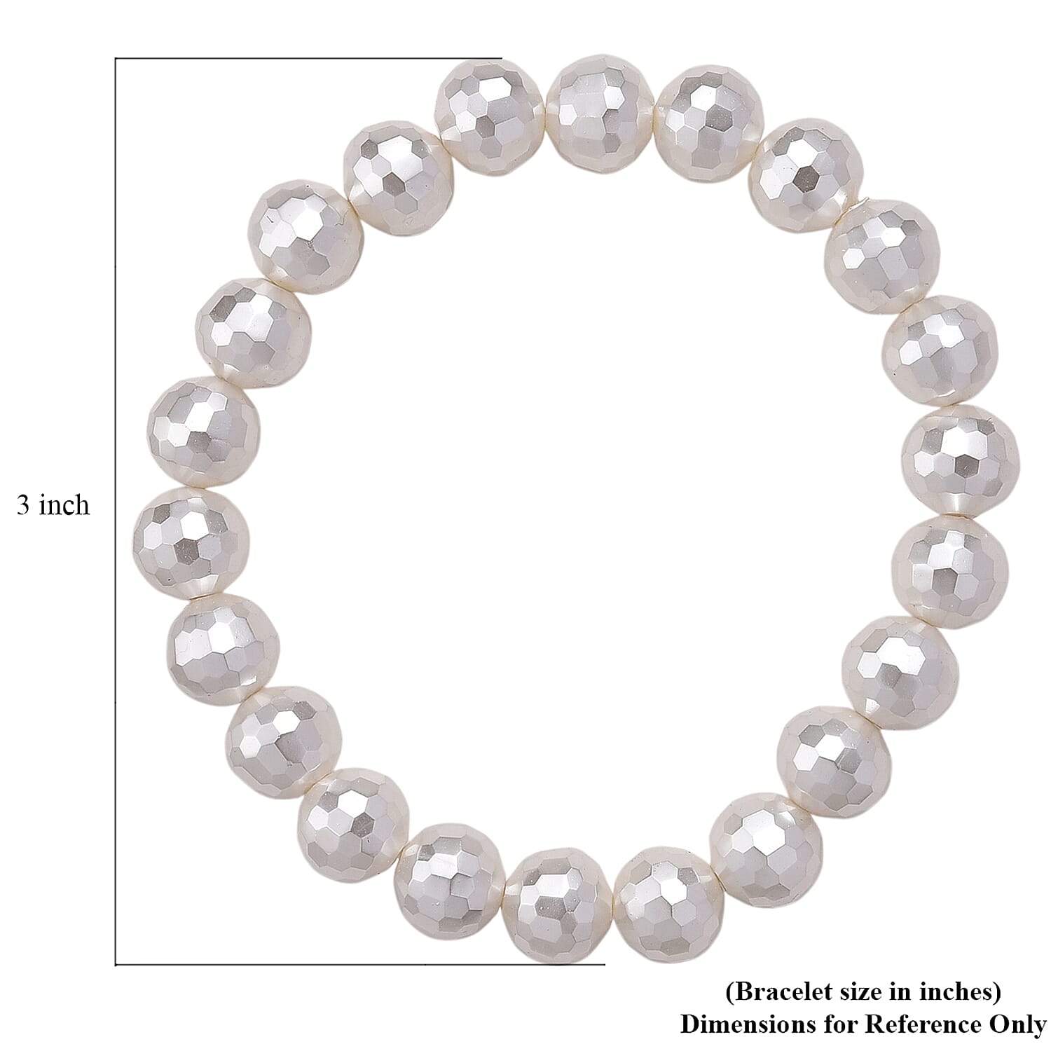 Faceted White Shell Pearl Stretch Bracelet