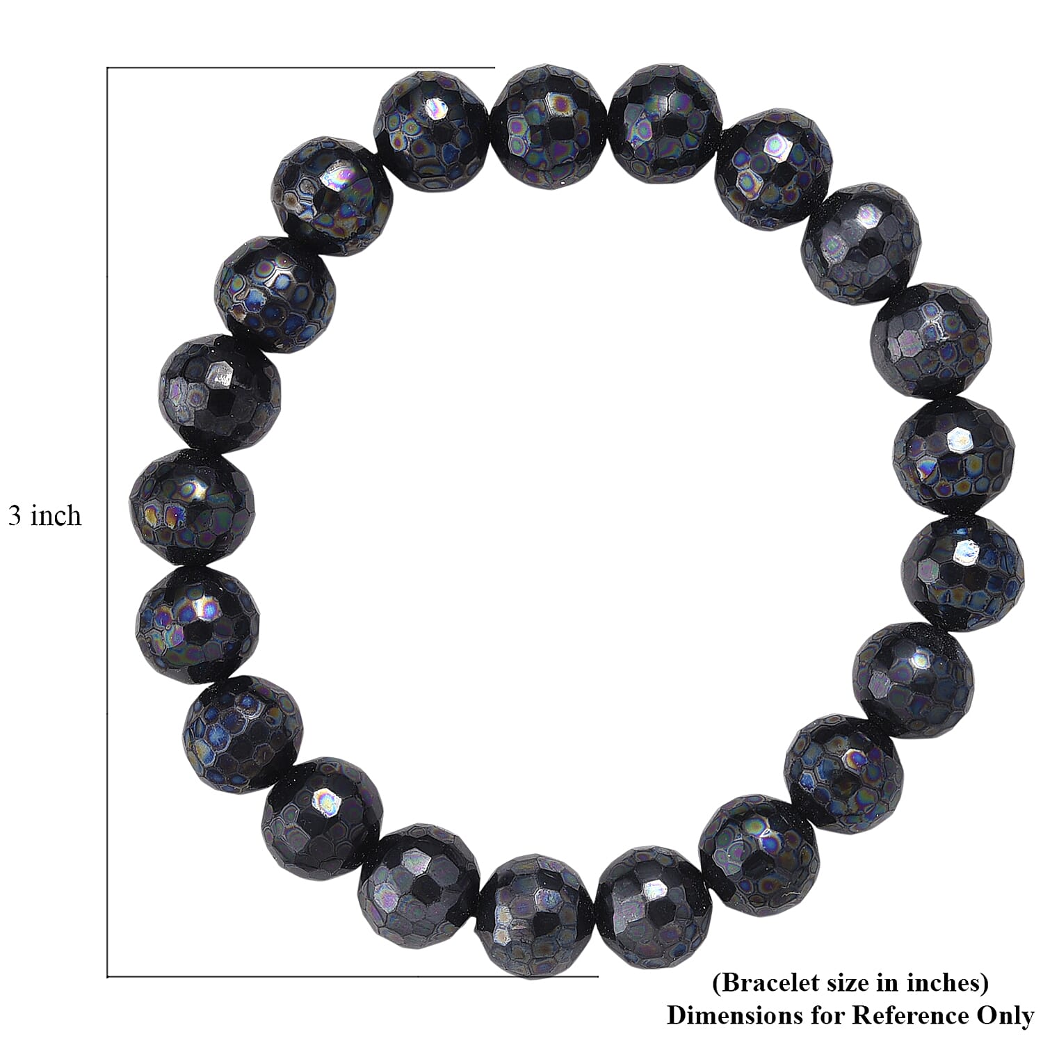 Faceted Peacock Color Shell Pearl Stretch Bracelet
