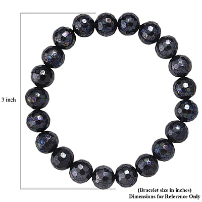 Faceted Peacock Color Shell Pearl Stretch Bracelet