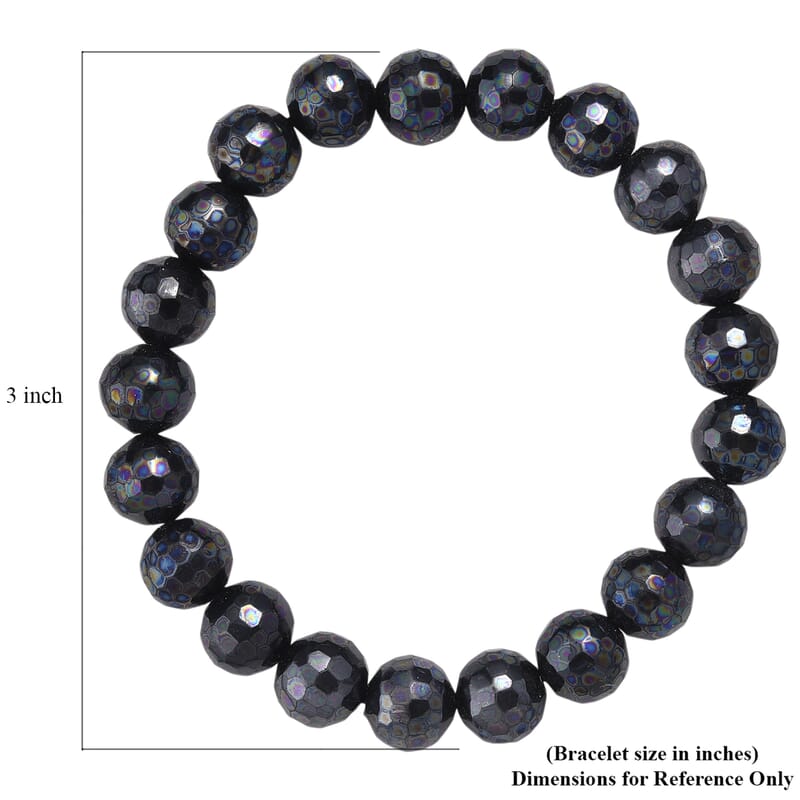 Faceted Peacock Color Shell Pearl Stretch Bracelet