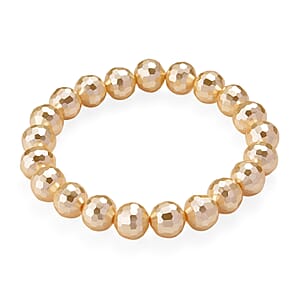  Faceted Golden Shell Pearl Stretch Bracelet
