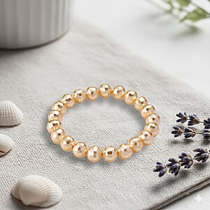  Faceted Golden Shell Pearl Stretch Bracelet