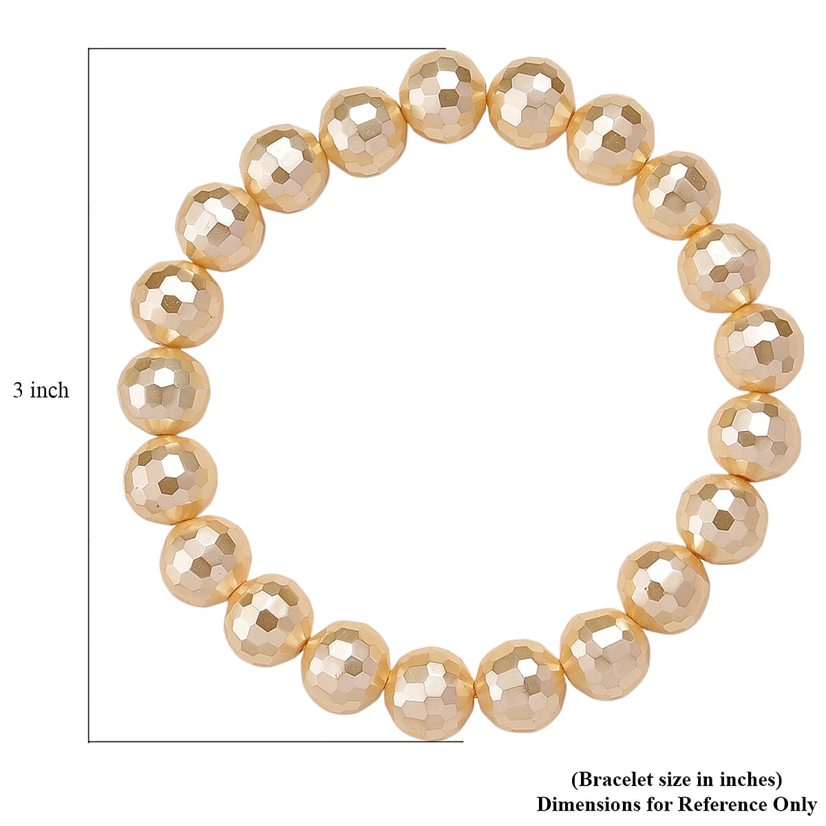  Faceted Golden Shell Pearl Stretch Bracelet image number 3