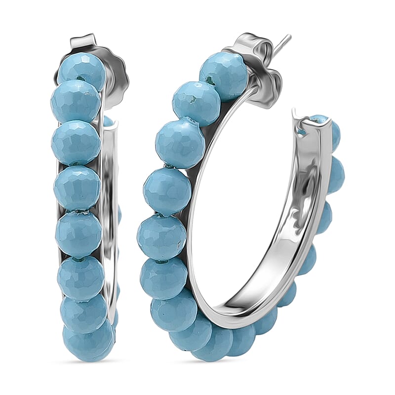 Sleeping Beauty Color Shell Pearl Earrings in Stainless Steel 30.00 ctw