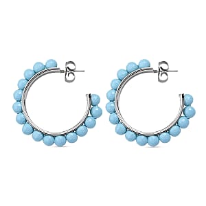 Doorbuster Sleeping Beauty Color Shell Pearl Earrings in Stainless Steel 30.00 ctw