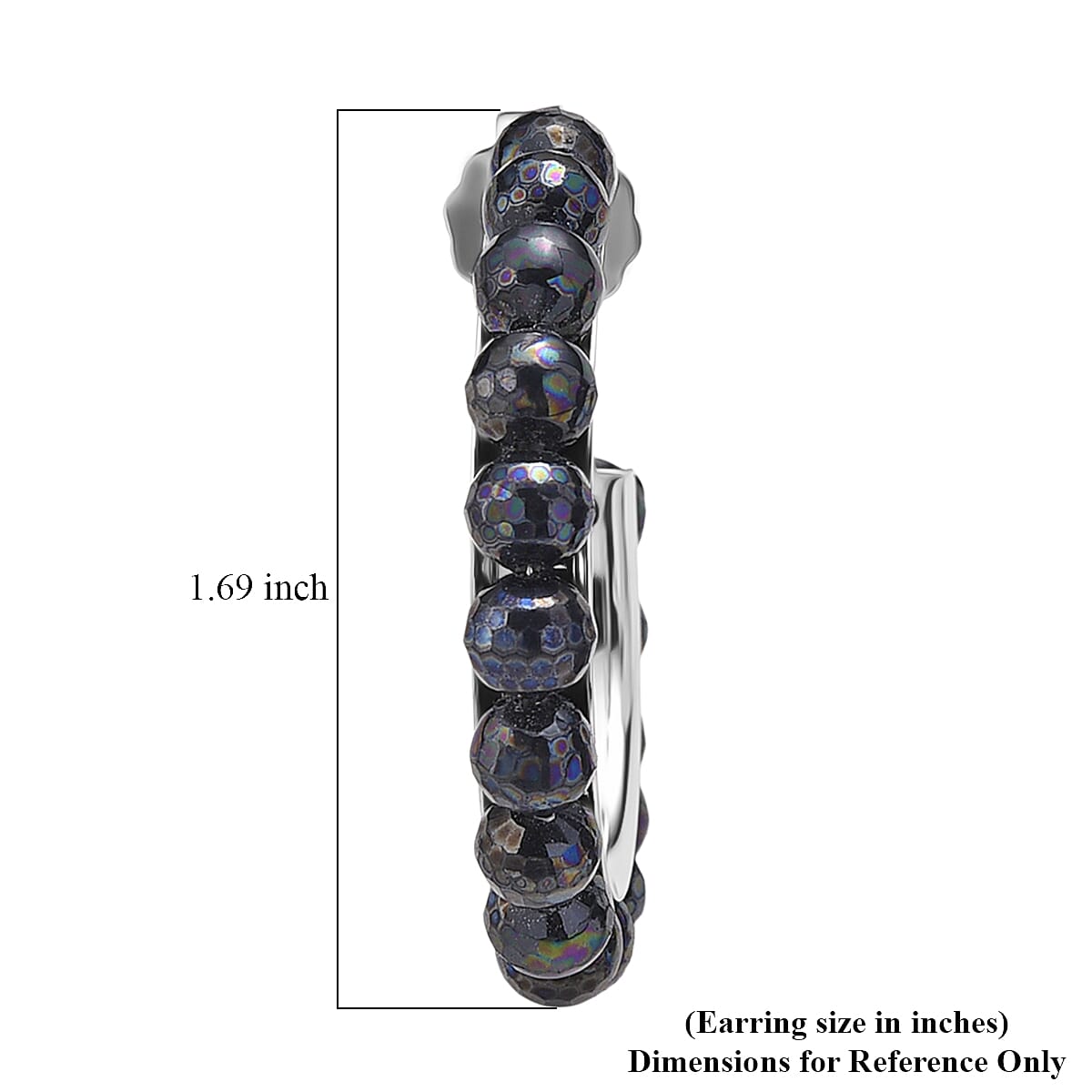  Faceted Peacock Color Shell Pearl Hoop Earrings in Stainless Steel image number 4