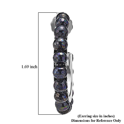 Faceted Peacock Color Shell Pearl Hoop Earrings in Stainless Steel