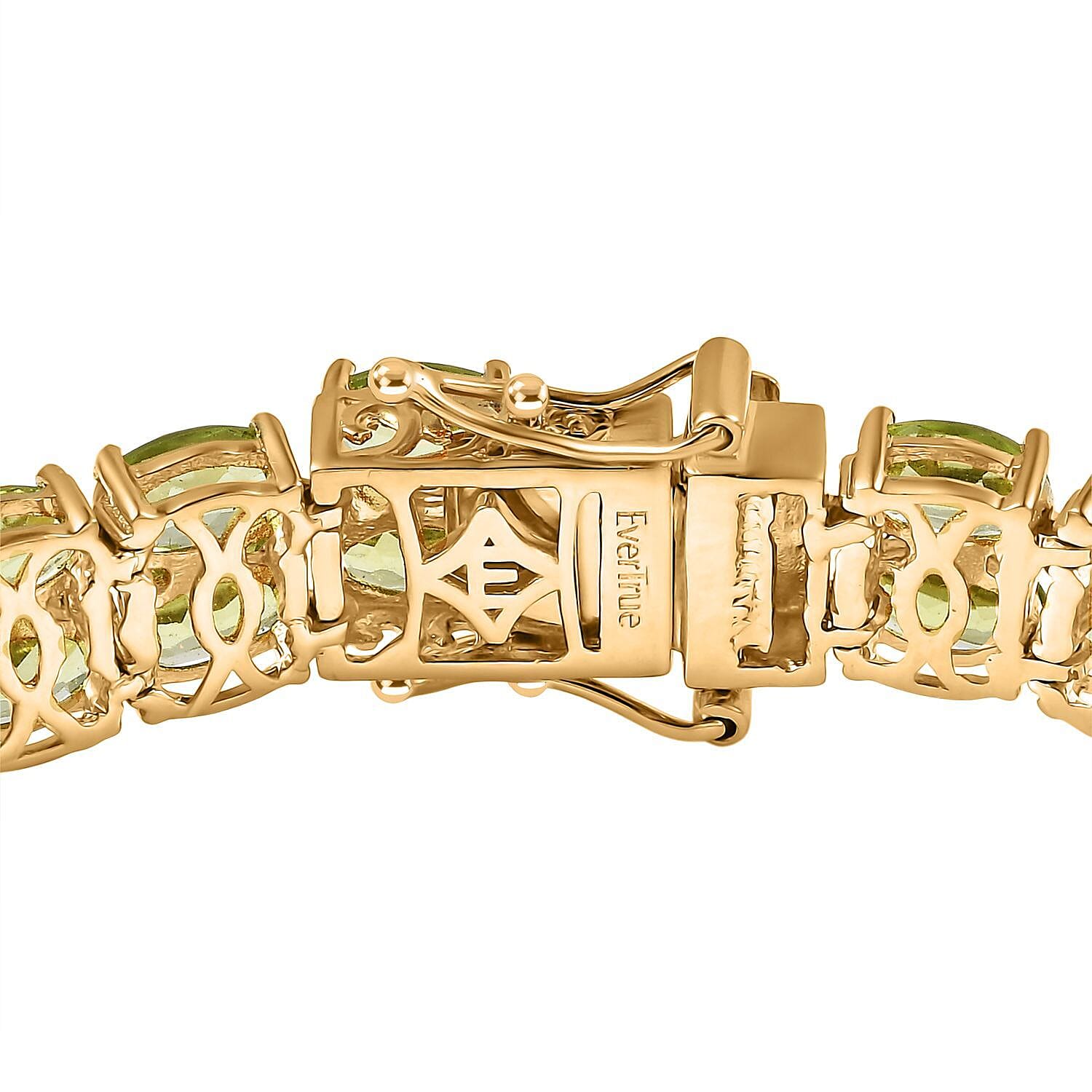  EverTrue Hebei Peridot 25.85 ctw Two Row Carpet Bracelet in 18K Yellow Gold Plated (7.25 In)