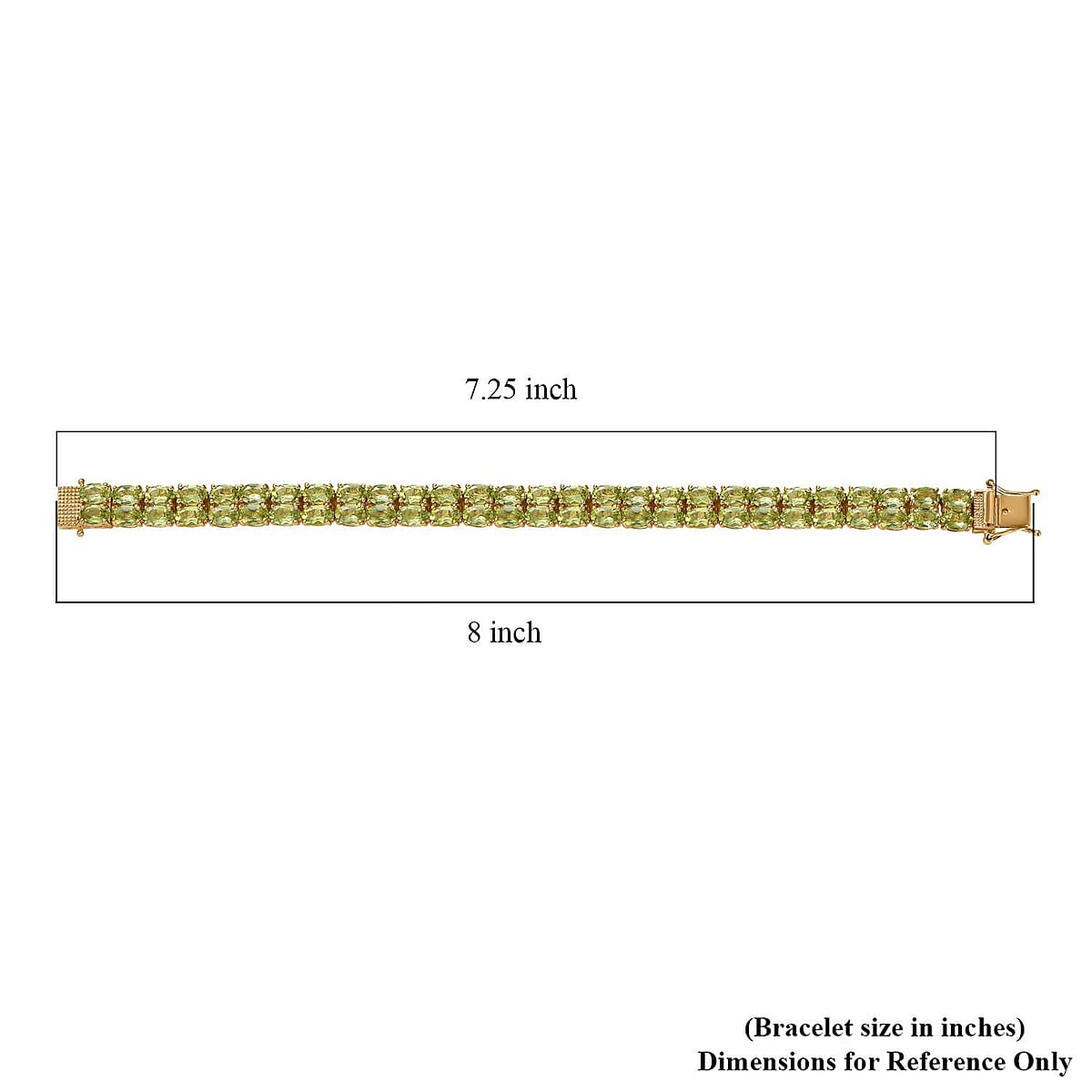 Doorbuster EverTrue Hebei Peridot 25.85 ctw Two Row Carpet Bracelet in 18K Yellow Gold Plated (7.25 In) image number 4