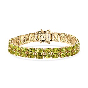 EverTrue Hebei Peridot 23.60 ctw Bracelet in 18K Yellow Gold Plated (6.50 In)
