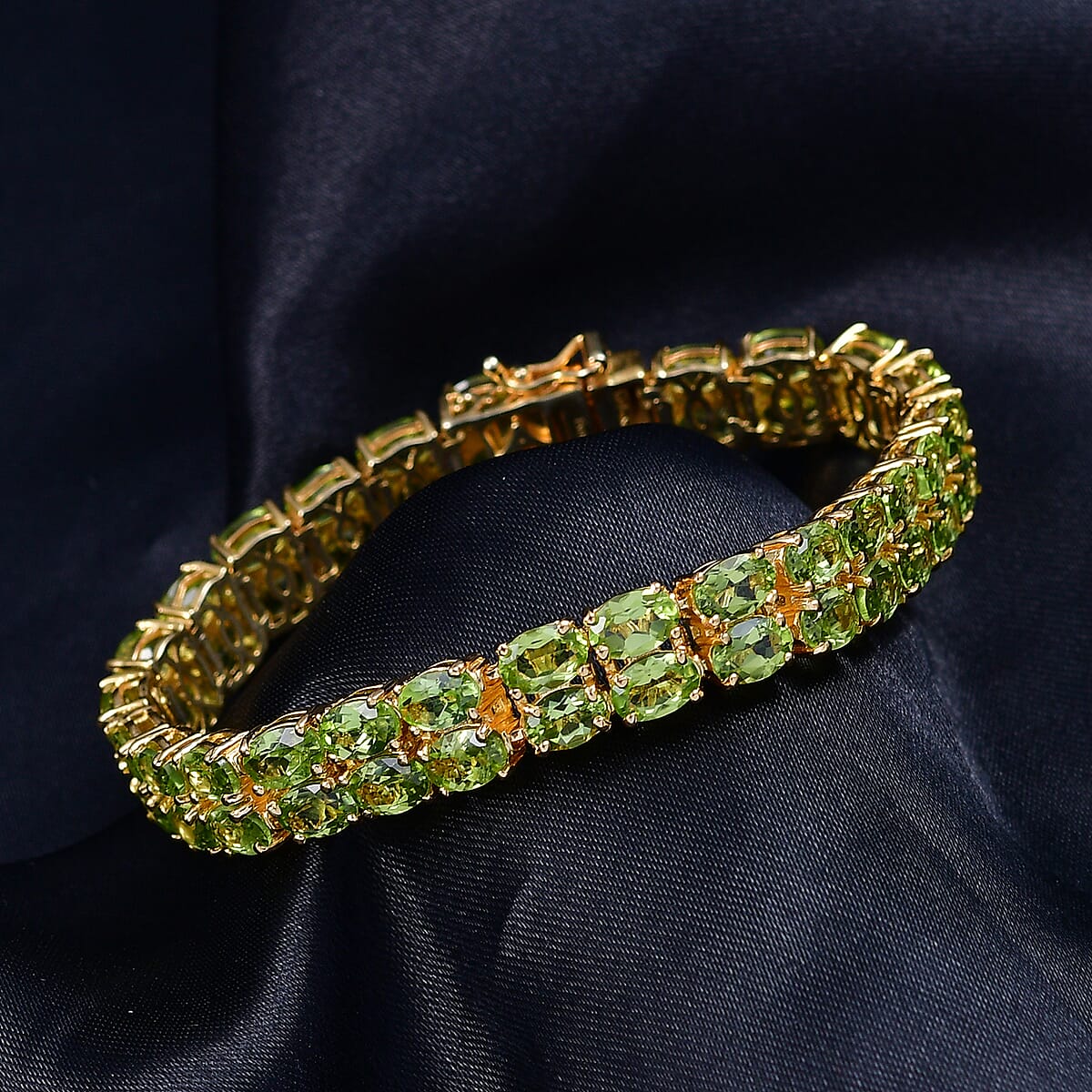 EverTrue Hebei Peridot 23.60 ctw Bracelet in 18K Yellow Gold Plated (6.50 In) image number 1