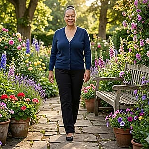 Tamsy Navy V-Neck Sweater with Buttons - XS