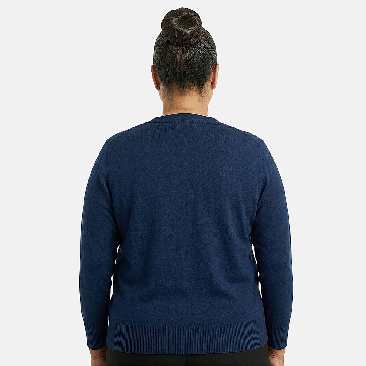 Tamsy Navy V-Neck Sweater with Buttons - XS image number 2