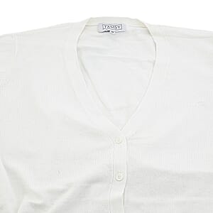 Tamsy White V-Neck Sweater with Buttons - S