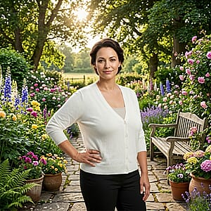 Tamsy White V-Neck Sweater with Buttons - XL