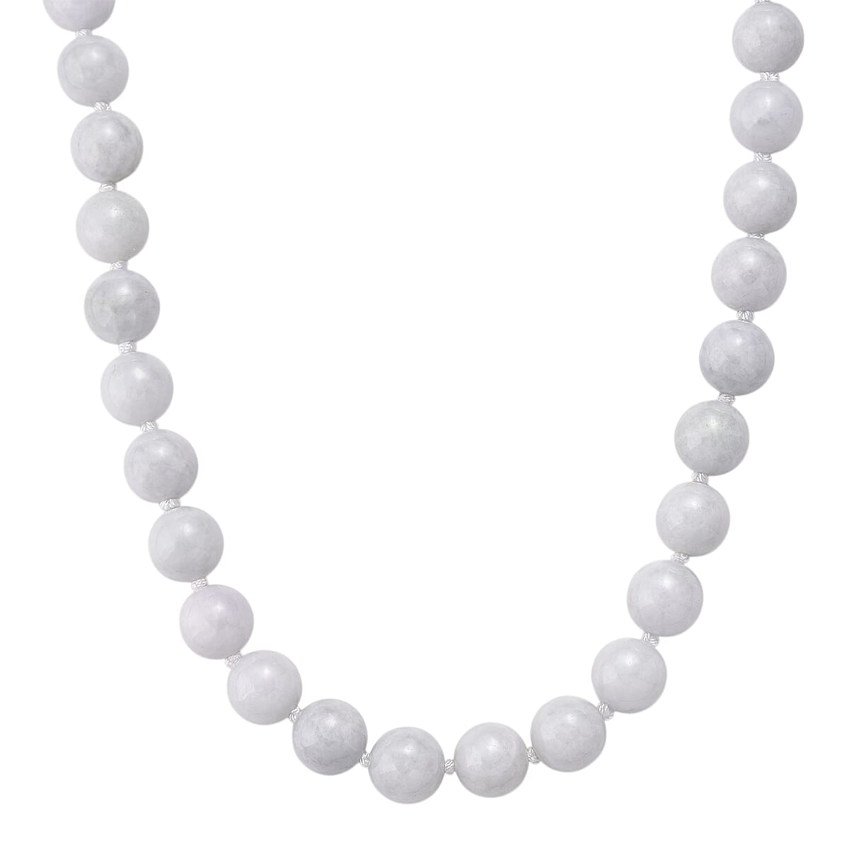 Doorbuster D'Joy Natural Jade 670.00 ctw Round Beaded Necklace in Rhodium Over Sterling Silver 20 Inches image number 0