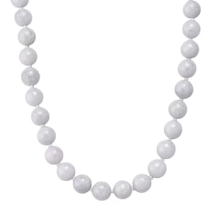 Doorbuster D'Joy Natural Jade 670.00 ctw Round Beaded Necklace in Rhodium Over Sterling Silver 20 Inches