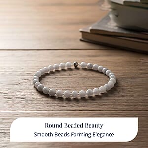 Doorbuster D'Joy Natural Jade 670.00 ctw Round Beaded Necklace in Rhodium Over Sterling Silver 20 Inches