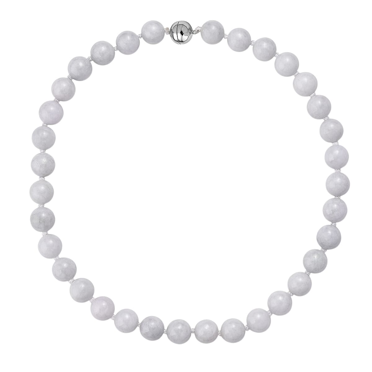 Doorbuster D'Joy Natural Jade 670.00 ctw Round Beaded Necklace in Rhodium Over Sterling Silver 20 Inches image number 3