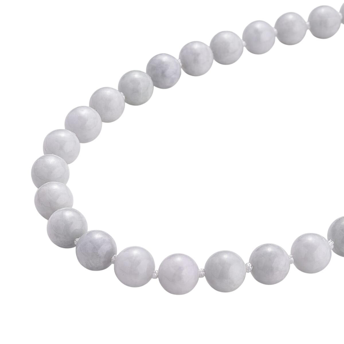 Doorbuster D'Joy Natural Jade 670.00 ctw Round Beaded Necklace in Rhodium Over Sterling Silver 20 Inches image number 4