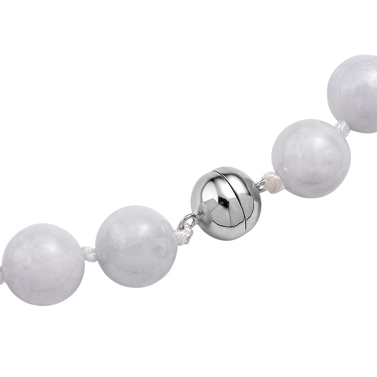 Doorbuster D'Joy Natural Jade 670.00 ctw Round Beaded Necklace in Rhodium Over Sterling Silver 20 Inches image number 5